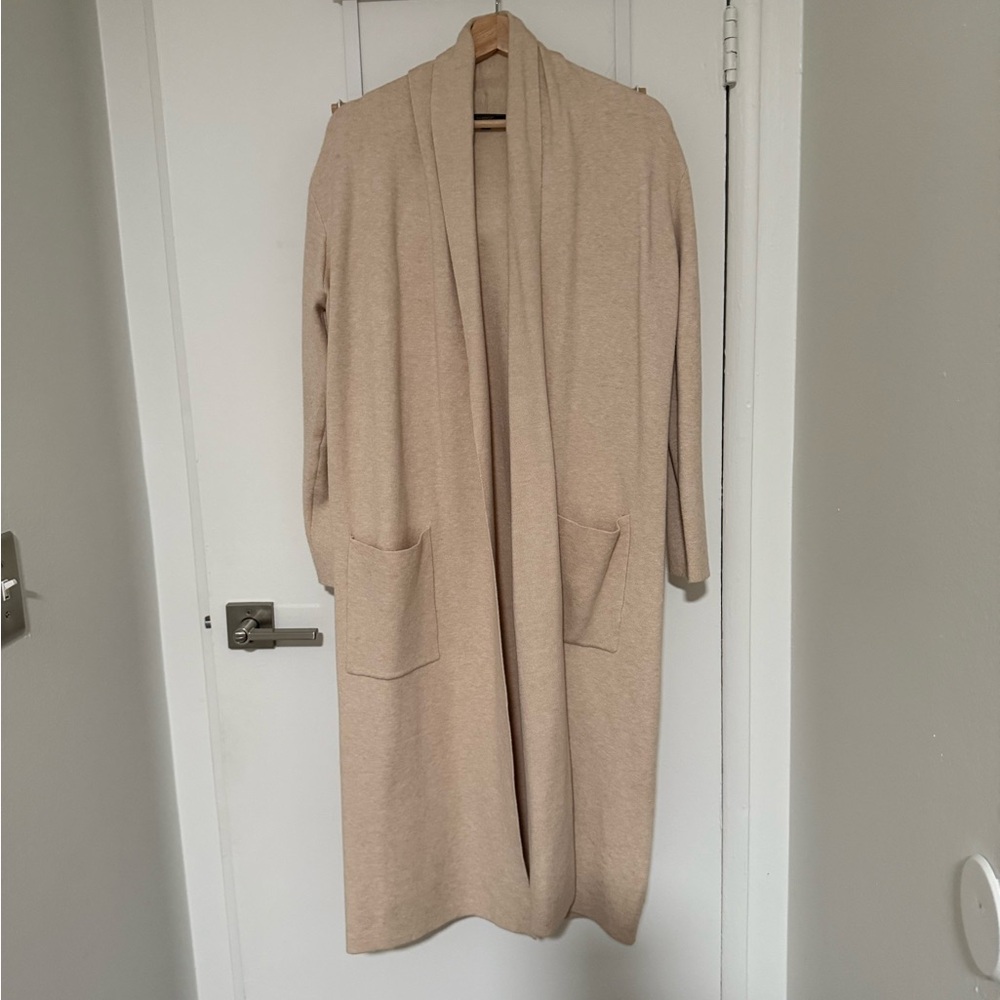 Women's Cream Open Front maxi/midi Cardigan Sweater